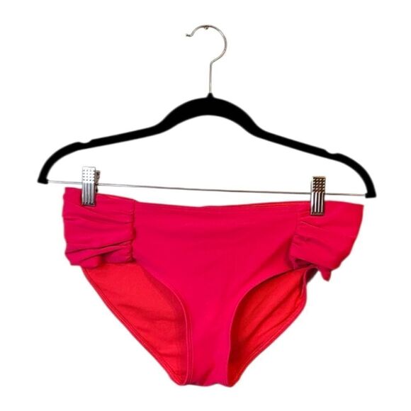 Aerie Women's Neon Pink Ruched Side Bikini Bottom Size L - Picture 1 of 6